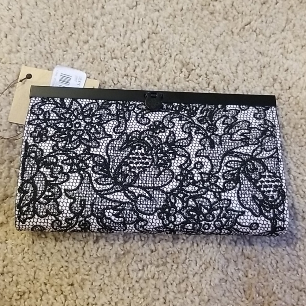NWT! PATRICIA NASH White with black lace wallet